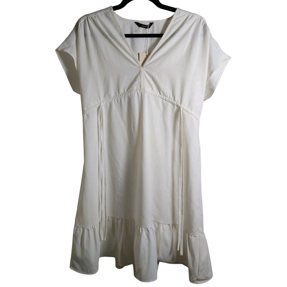 NWT White Cottagecore Ruffle Mini Dress Small Boho Beach Casual Summer
